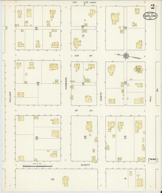 Sanborn Fire Insurance Map from Garland, Dallas County, Texas (1915), Sheet #0002 - Historic Sanborn Fire Insurance Map Print, vintage old map wall art, antique decor, genealogy gift, Texas Texas map