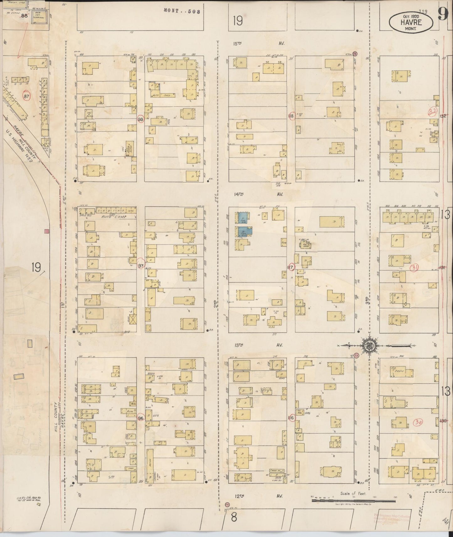 Sanborn Fire Insurance Map from Havre, Hill County, Montana (1943), Sheet #0009 - Complete Map Set gallery image, historic Sanborn map, vintage wall art, Montana Montana