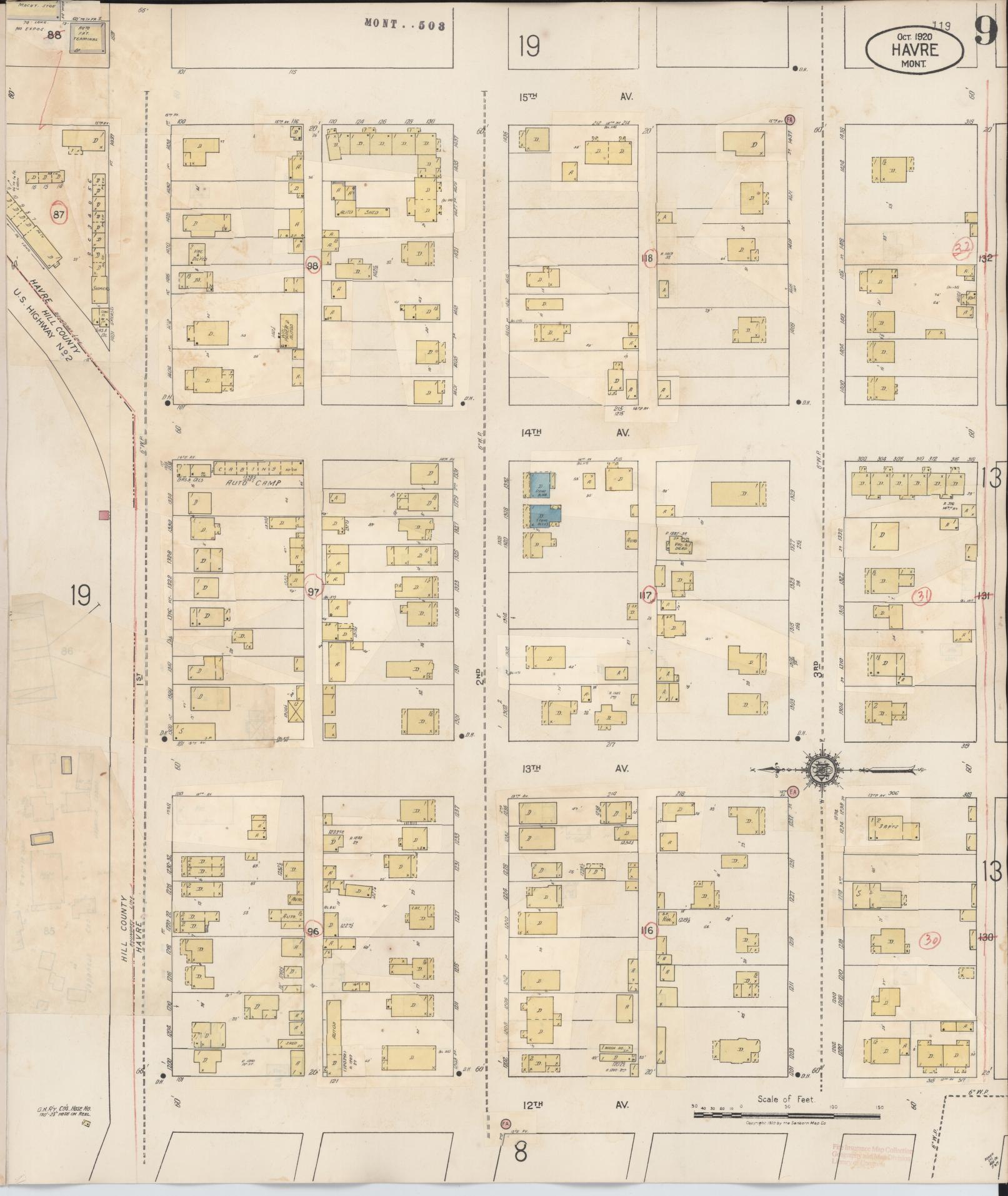 Sanborn Fire Insurance Map from Havre, Hill County, Montana (1943), Sheet #0009 - Complete Map Set gallery image, historic Sanborn map, vintage wall art, Montana Montana