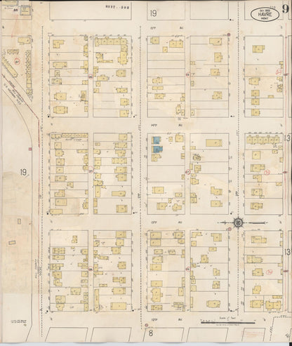 Sanborn Fire Insurance Map from Havre, Hill County, Montana (1943), Sheet #0009 - Complete Map Set gallery image, historic Sanborn map, vintage wall art, Montana Montana