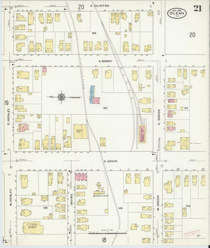 Sanborn Fire Insurance Map from Olean, Cattaraugus County, New York (1909), Sheet #0021 - Complete Map Set gallery image, historic Sanborn map, vintage wall art, New York New York
