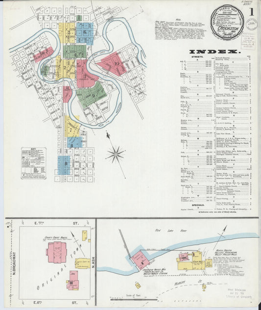 Sanborn Fire Insurance Map from Crookston, Polk County, Minnesota (1900), Sheet #0001 - Complete Map Set gallery image, historic Sanborn map, vintage wall art, Minnesota Minnesota