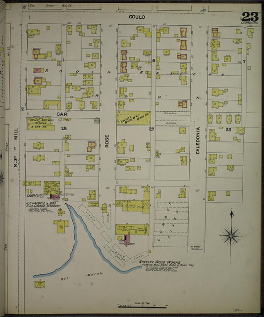 Sanborn Fire Insurance Map from La Crosse, La Crosse County, Wisconsin (1891), Sheet #0023 - Historic Sanborn Fire Insurance Map Print, vintage old map wall art, antique decor, genealogy gift, Wisconsin Wisconsin map