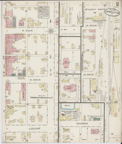 Sanborn Fire Insurance Map from Carrollton, Greene County, Illinois (1885), Sheet #0002 - Historic Sanborn Fire Insurance Map Print, vintage old map wall art, antique decor, genealogy gift, Illinois Illinois map