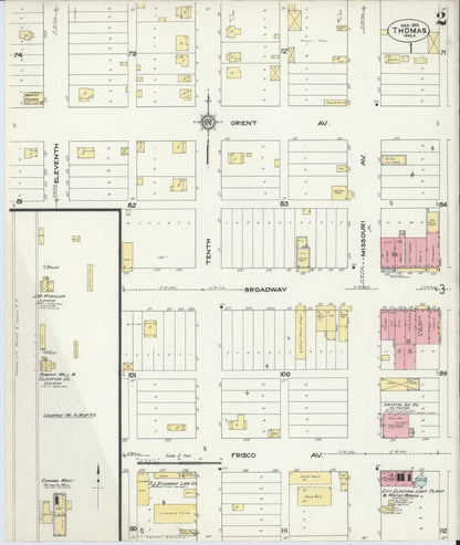 Sanborn Fire Insurance Map from Thomas, Custer County, Oklahoma (1914), Sheet #0002 - Complete Map Set gallery image, historic Sanborn map, vintage wall art, Oklahoma Oklahoma
