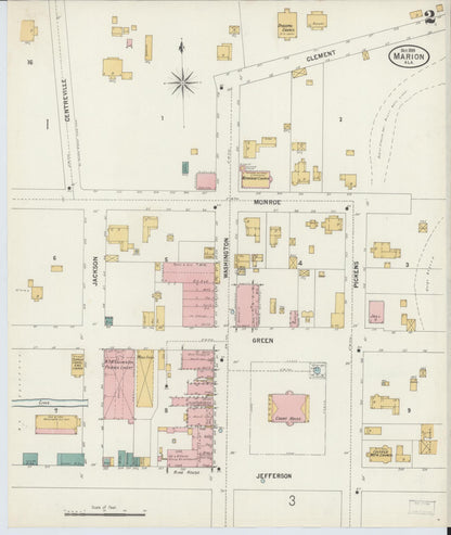 Sanborn Fire Insurance Map from Marion, Perry County, Alabama (1899), Sheet #0002 - Complete Map Set gallery image, historic Sanborn map, vintage wall art, Alabama Alabama