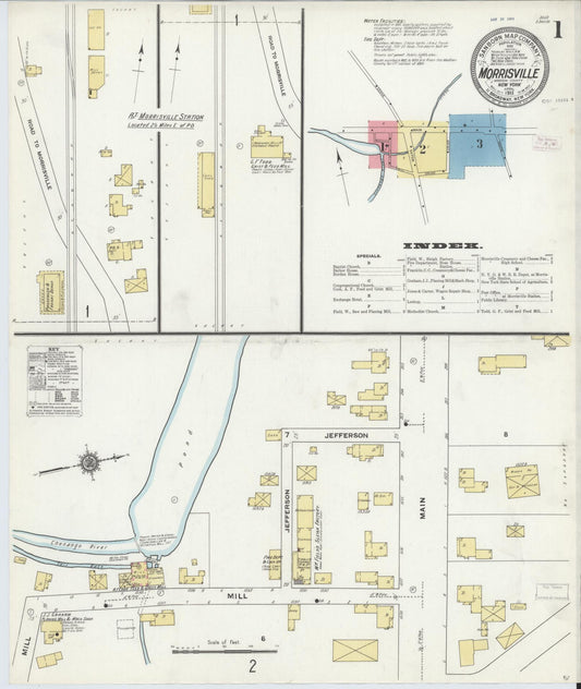 Sanborn Fire Insurance Map from Morrisville, Madison County, New York (1911), Sheet #0001 - Complete Map Set gallery image, historic Sanborn map, vintage wall art, New York New York