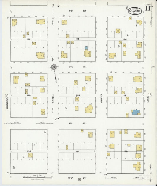 Sanborn Fire Insurance Map from Quanah, Hardeman County, Texas (1921), Sheet #0011 - Historic Sanborn Fire Insurance Map Print, vintage old map wall art, antique decor, genealogy gift, Texas Texas map