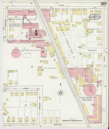 Sanborn Fire Insurance Map from New Britain, Hartford County, Connecticut (1895), Sheet #0020 - Complete Map Set gallery image, historic Sanborn map, vintage wall art, Connecticut Connecticut