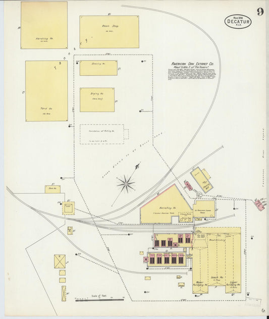 Sanborn Fire Insurance Map from Decatur, Morgan County, Alabama (1898), Sheet #0009 - Historic Sanborn Fire Insurance Map Print, vintage old map wall art, antique decor, genealogy gift, Alabama Alabama map