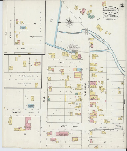 Sanborn Fire Insurance Map from Campbellsport, Fond du Lac County, Wisconsin (1894), Sheet #0002 - Historic Sanborn Fire Insurance Map Print, vintage old map wall art, antique decor, genealogy gift, Wisconsin Wisconsin map