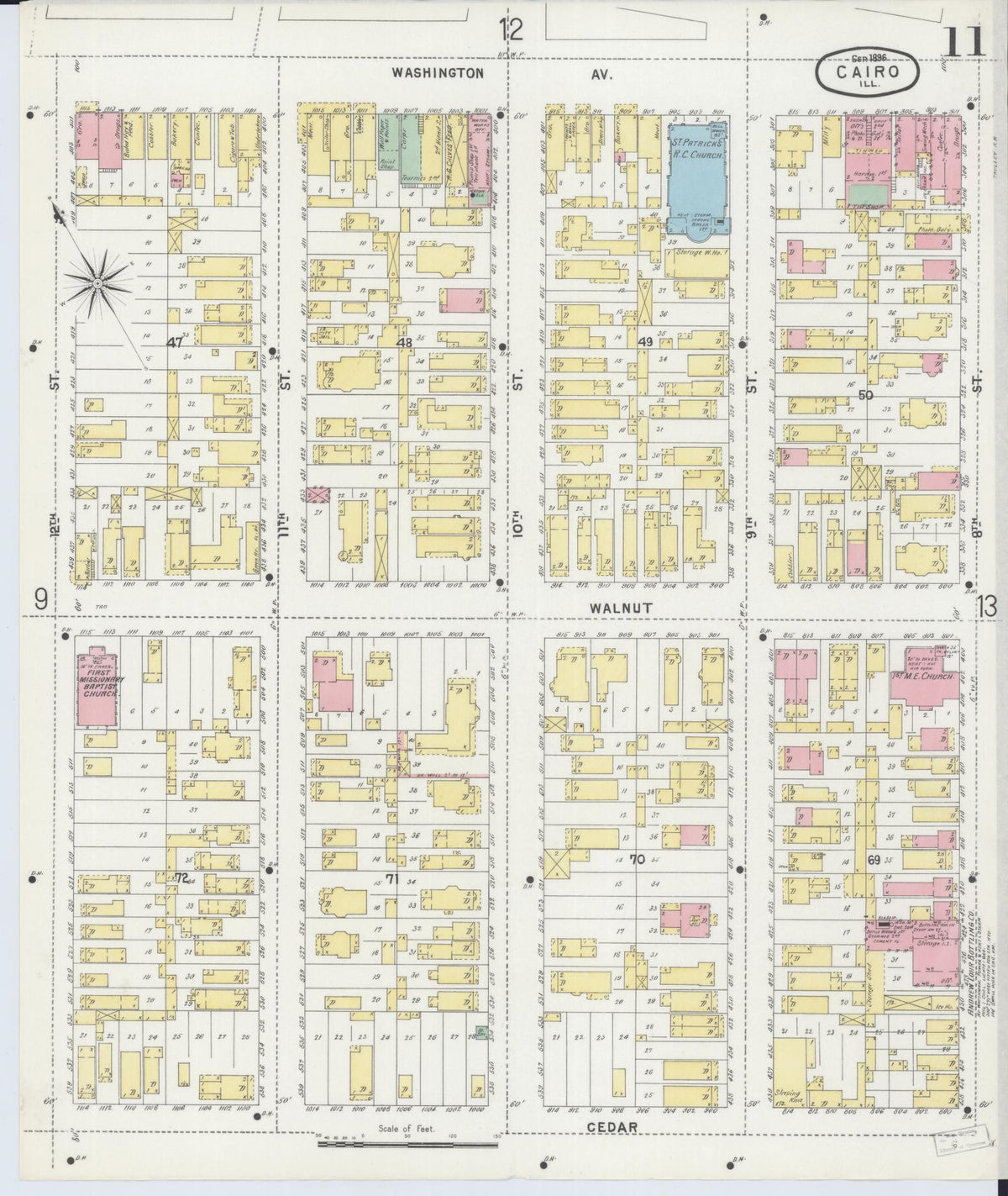 Sanborn Fire Insurance Map from Cairo, Alexander County, Illinois (1896), Sheet #0011 - Complete Map Set gallery image, historic Sanborn map, vintage wall art, Illinois Illinois