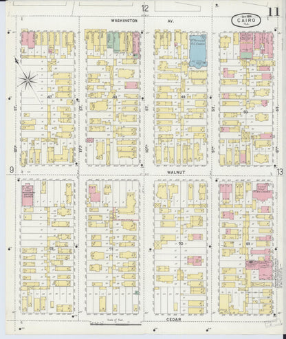 Sanborn Fire Insurance Map from Cairo, Alexander County, Illinois (1896), Sheet #0011 - Complete Map Set gallery image, historic Sanborn map, vintage wall art, Illinois Illinois