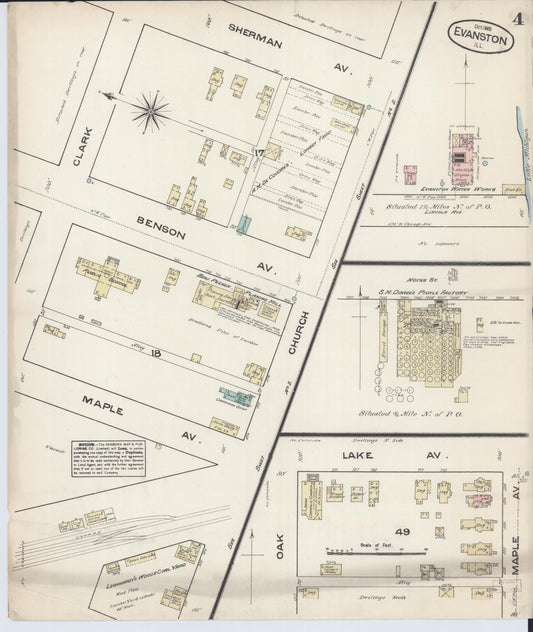 Sanborn Fire Insurance Map from Evanston, Cook County, Illinois (1883), Sheet #0004 - Historic Sanborn Fire Insurance Map Print, vintage old map wall art, antique decor, genealogy gift, Illinois Illinois map
