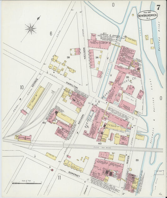 Sanborn Fire Insurance Map from New Brunswick, Middlesex County, New Jersey (1897), Sheet #0007 - Historic Sanborn Fire Insurance Map Print, vintage old map wall art, antique decor, genealogy gift, New Jersey New Jersey map