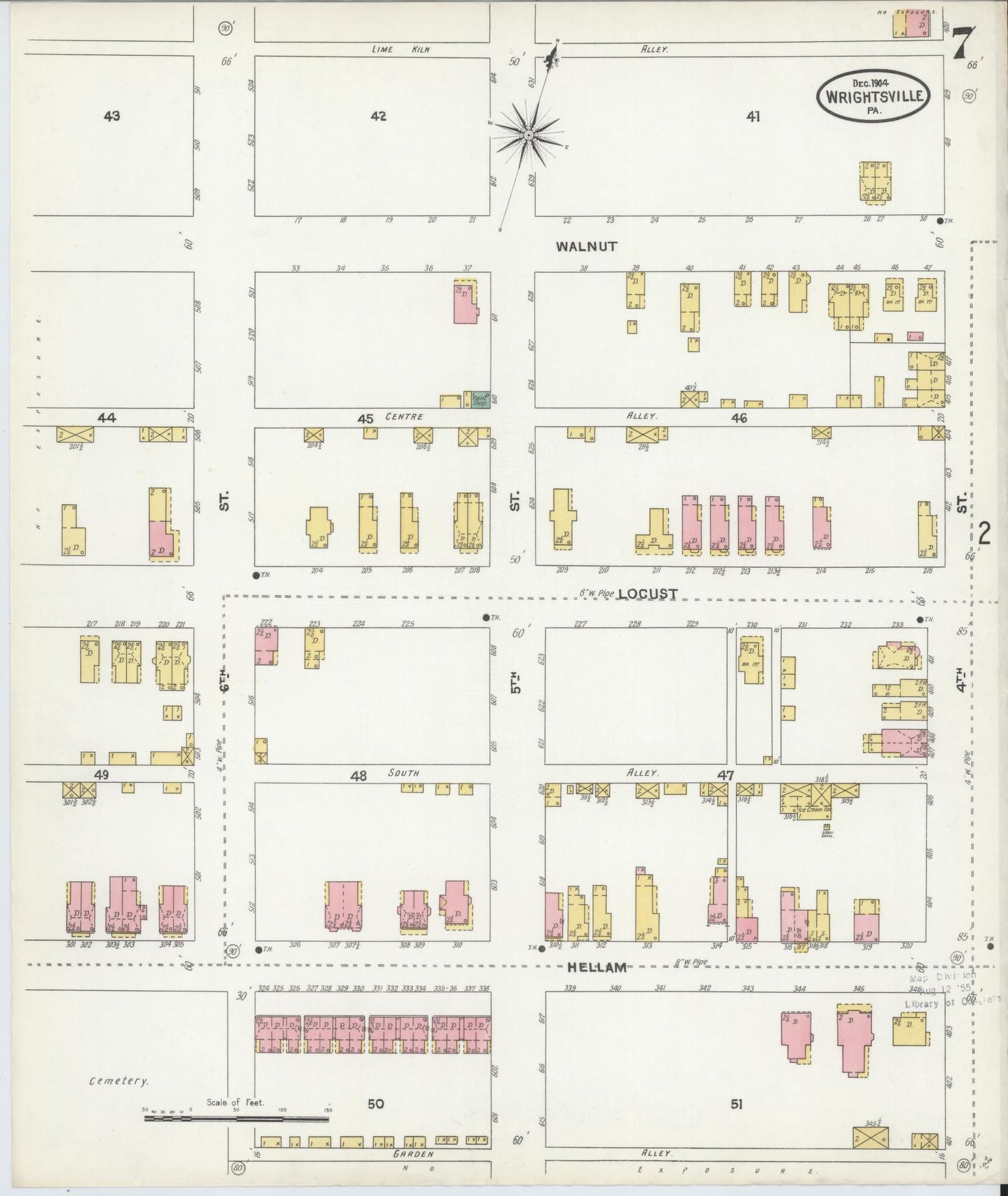 Sanborn Fire Insurance Map from Wrightsville, York County, Pennsylvania (1904), Sheet #0007 - Complete Map Set gallery image, historic Sanborn map, vintage wall art, Pennsylvania Pennsylvania