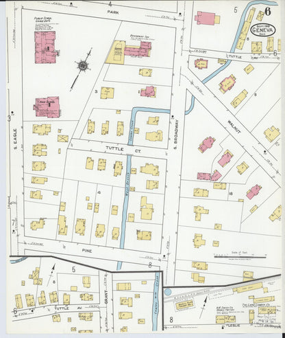 Sanborn Fire Insurance Map from Geneva, Ashtabula County, Ohio (1919), Sheet #0006 - Historic Sanborn Fire Insurance Map Print, vintage old map wall art, antique decor, genealogy gift, Ohio Ohio map