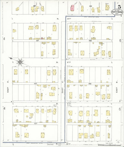 Sanborn Fire Insurance Map from North Yakima, Yakima County, Washington (1909), Sheet #0005 - Complete Map Set gallery image, historic Sanborn map, vintage wall art, Washington Washington