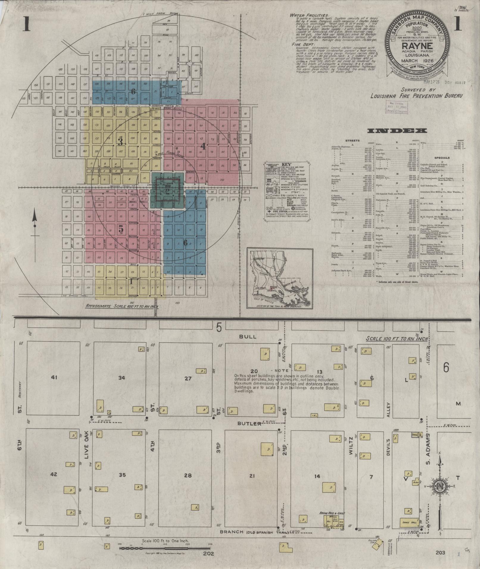 Sanborn Fire Insurance Map from Rayne, Acadia Parish, Louisiana. (1926) – Historic Sanborn Fire Insurance Map Print
