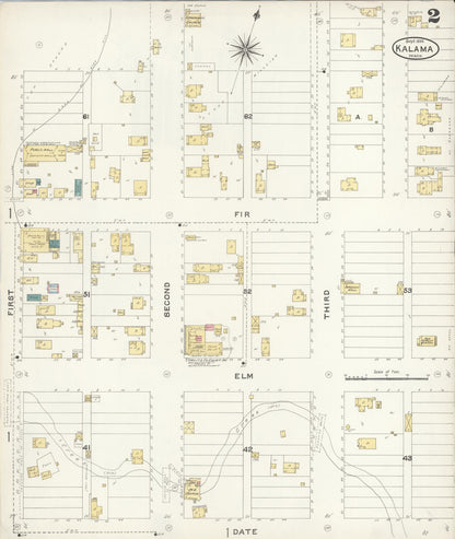 Sanborn Fire Insurance Map from Kalama, Cowlitz County, Washington (1896), Sheet #0002 - Complete Map Set gallery image, historic Sanborn map, vintage wall art, Washington Washington