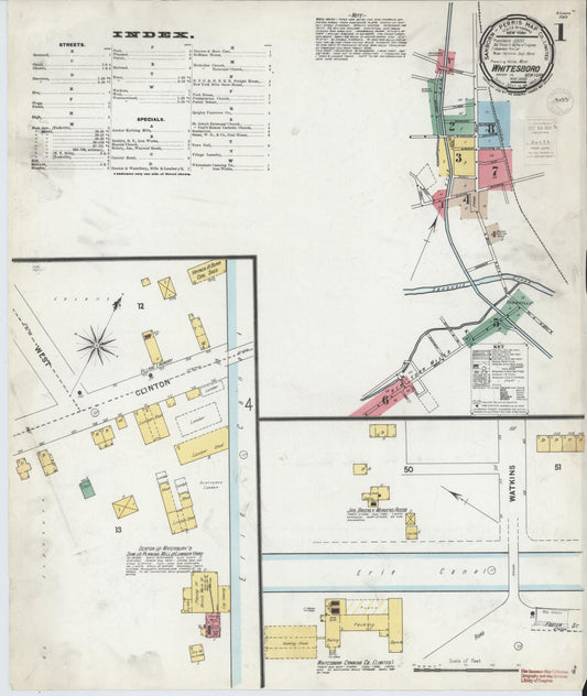 Sanborn Fire Insurance Map from Whitesboro, Oneida County, New York (1899), Sheet #0001 - Historic Sanborn Fire Insurance Map Print, vintage old map wall art, antique decor, genealogy gift, New York New York map