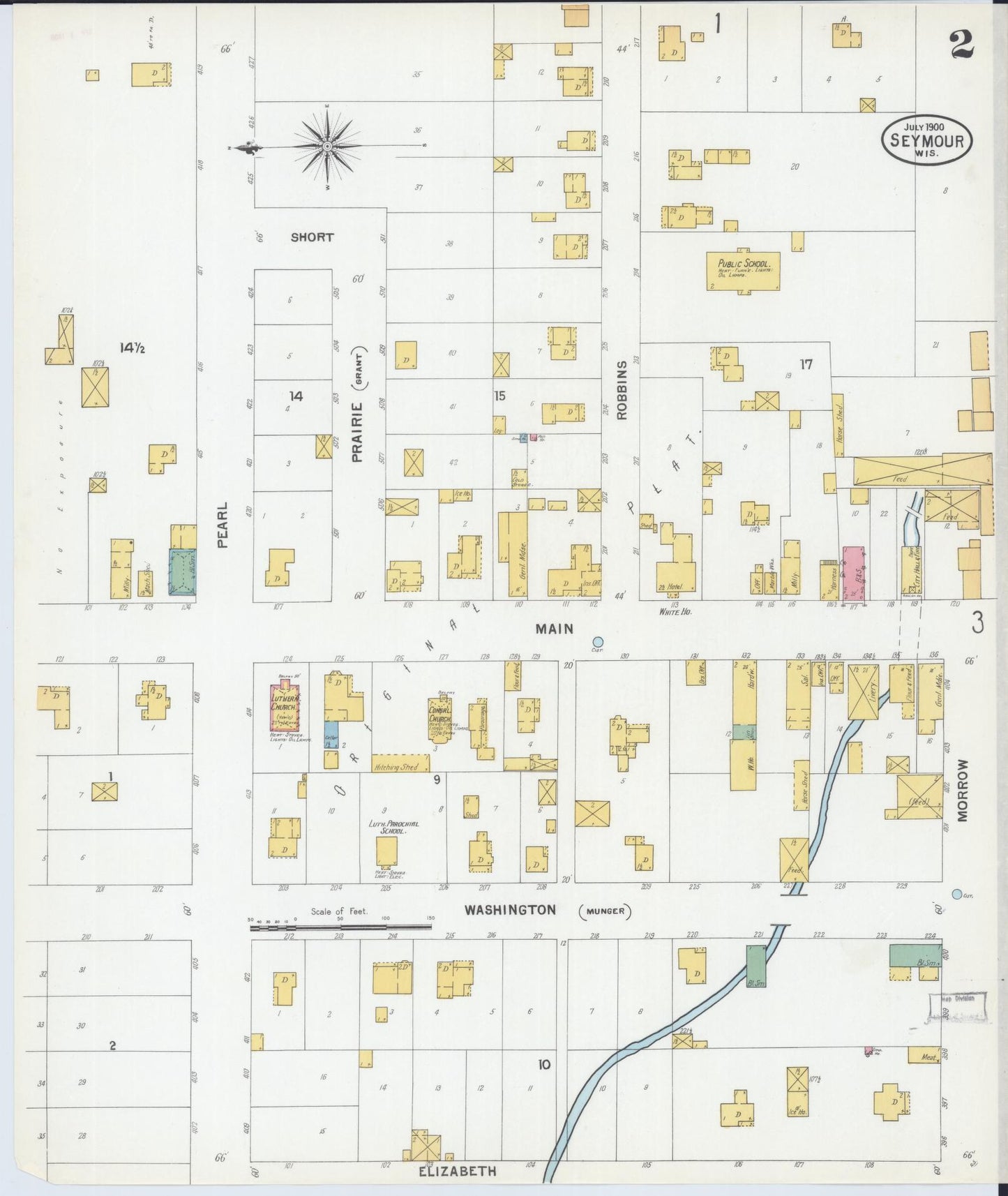 Sanborn Fire Insurance Map from Seymour, Outagamie County, Wisconsin (1900), Sheet #0002 - Complete Map Set gallery image, historic Sanborn map, vintage wall art, Wisconsin Wisconsin