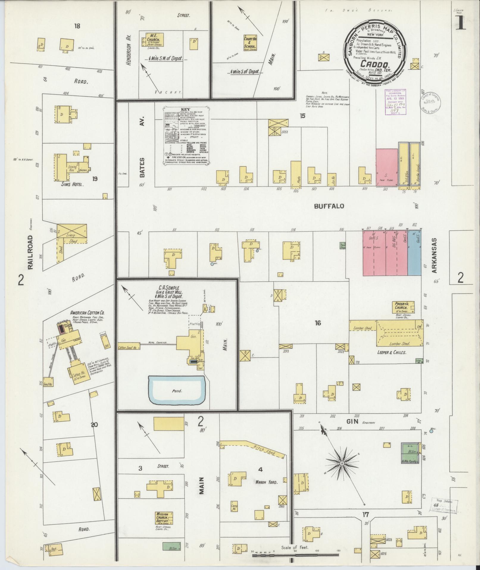Sanborn Fire Insurance Map from Caddo, Bryan County, Oklahoma (1901 ...