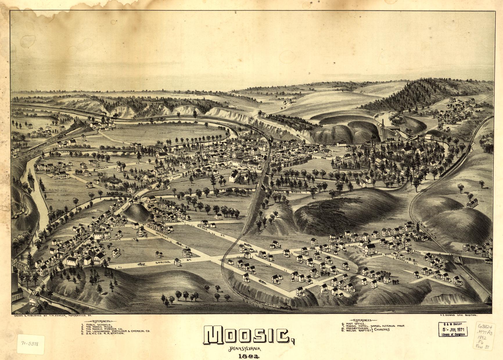 Moosic, Pennsylvania 1892 (1892) – Historic Bird’s-Eye View Panorama Print