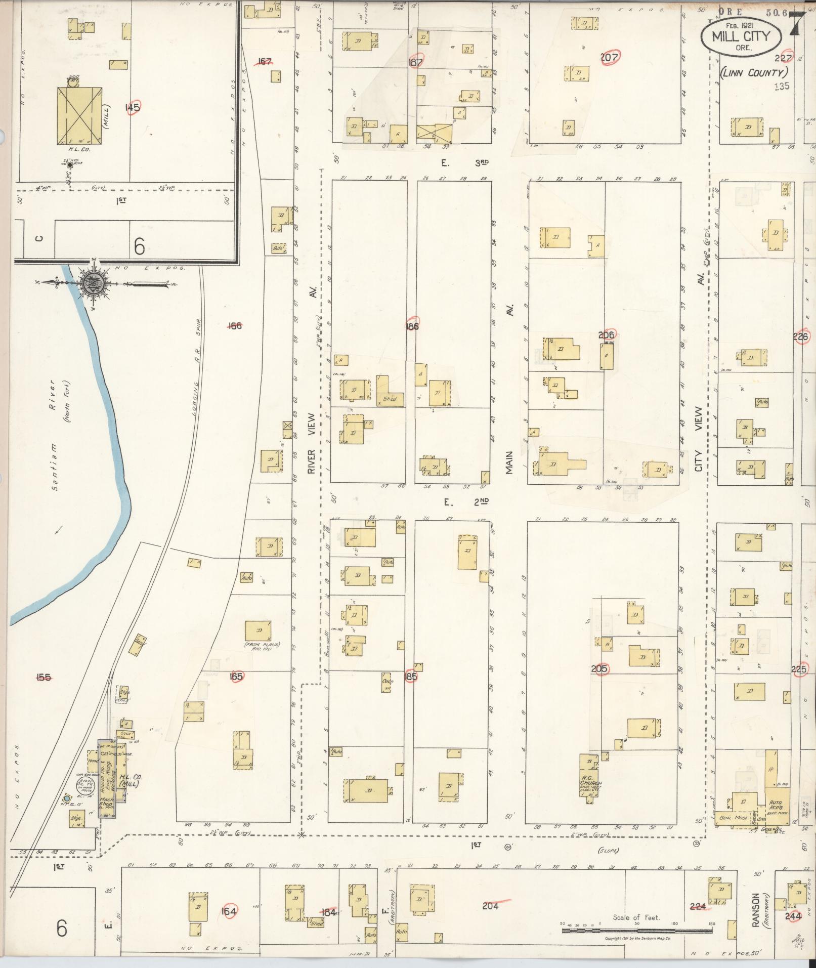 Sanborn Fire Insurance Map from Mill City, Linn And Marion Counties, Oregon (1931), Sheet #0007 - Historic Sanborn Fire Insurance Map Print, vintage old map wall art, antique decor, genealogy gift, Oregon Oregon map