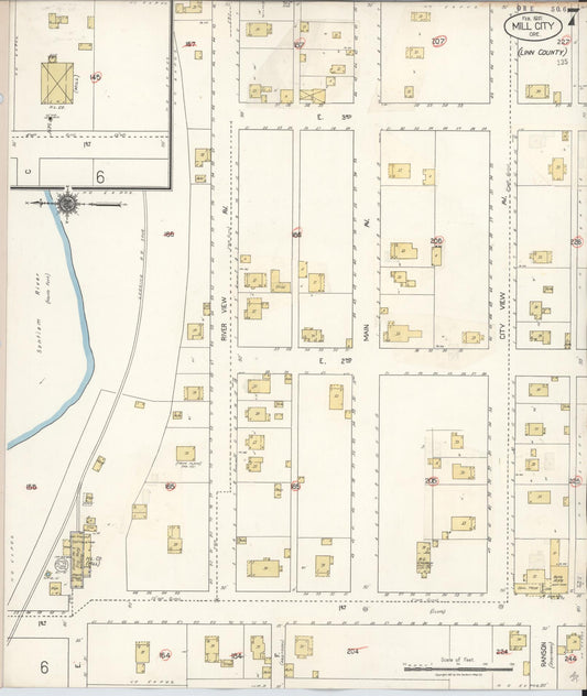 Sanborn Fire Insurance Map from Mill City, Linn And Marion Counties, Oregon (1931), Sheet #0007 - Historic Sanborn Fire Insurance Map Print, vintage old map wall art, antique decor, genealogy gift, Oregon Oregon map