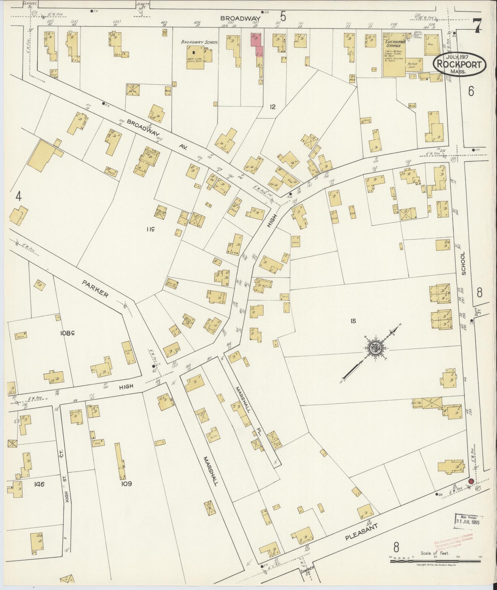 Sanborn Fire Insurance Map from Rockport, Essex County, Massachusetts (1917), Sheet #0007 - Complete Map Set gallery image, historic Sanborn map, vintage wall art, Massachusetts Massachusetts