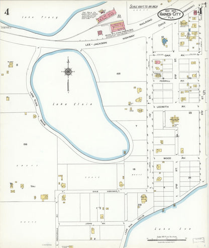 Sanborn Fire Insurance Map from Haines City, Polk County, Florida (1923), Sheet #0004 - Complete Map Set gallery image, historic Sanborn map, vintage wall art, Florida Florida