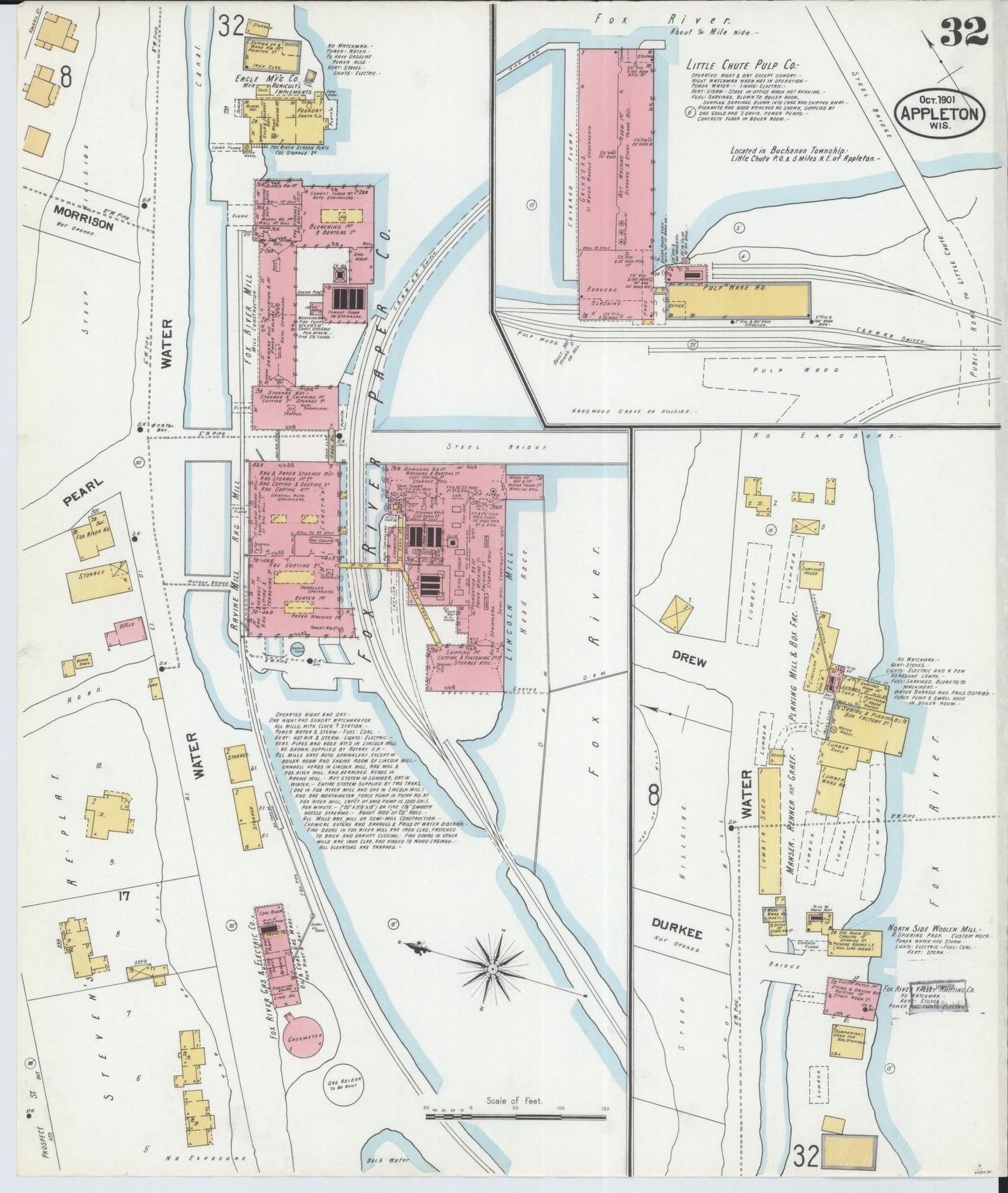 Sanborn Fire Insurance Map from Appleton, Outagamie County, Wisconsin (1901), Sheet #0032 - Complete Map Set gallery image, historic Sanborn map, vintage wall art, Wisconsin Wisconsin