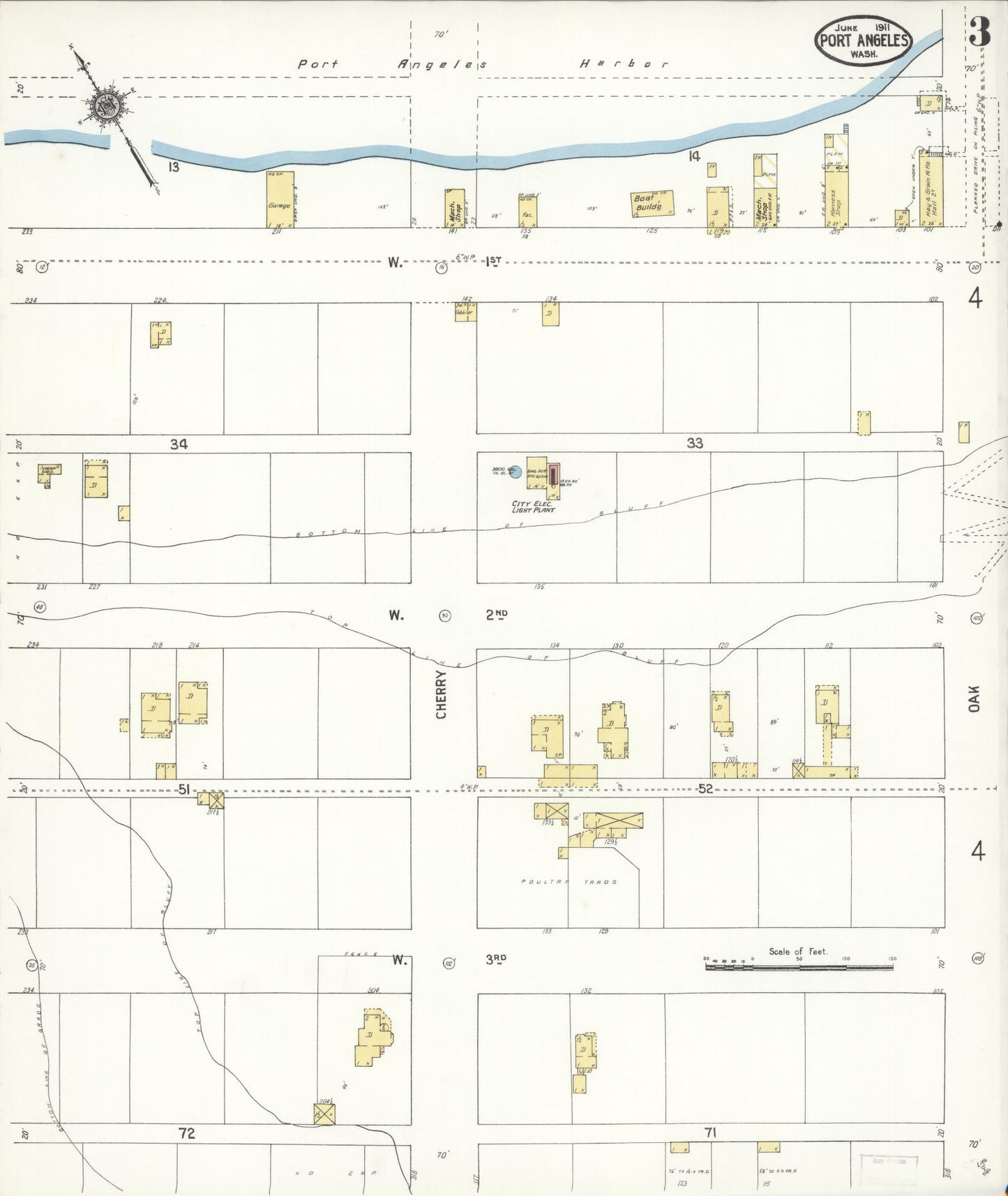 Sanborn Fire Insurance Map from Port Angeles, Clallam County, Washington (1911), Sheet #0003 - Complete Map Set gallery image, historic Sanborn map, vintage wall art, Washington Washington