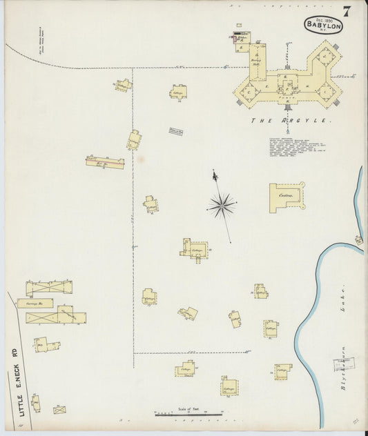 Sanborn Fire Insurance Map from Babylon, Suffolk County, New York (1890), Sheet #0007 - Historic Sanborn Fire Insurance Map Print, vintage old map wall art, antique decor, genealogy gift, New York New York map