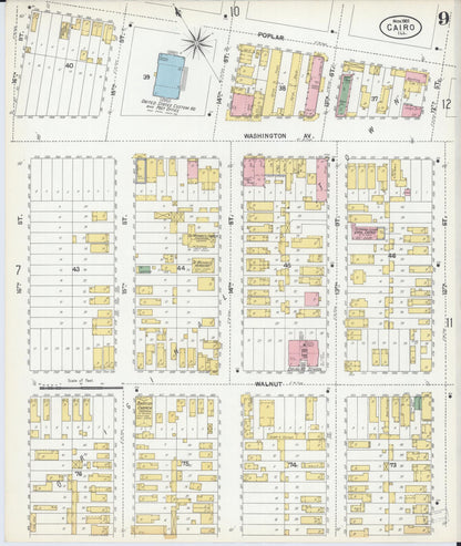 Sanborn Fire Insurance Map from Cairo, Alexander County, Illinois (1901), Sheet #0009 - Complete Map Set gallery image, historic Sanborn map, vintage wall art, Illinois Illinois