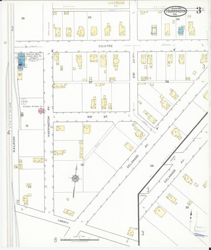 Sanborn Fire Insurance Map from Harrington, Kent County, Delaware (1919), Sheet #0003 - Complete Map Set gallery image, historic Sanborn map, vintage wall art, Delaware Delaware