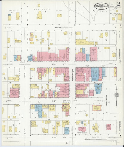 Sanborn Fire Insurance Map from Redwood Falls, Redwood County, Minnesota (1915), Sheet #0002 - Complete Map Set gallery image, historic Sanborn map, vintage wall art, Minnesota Minnesota