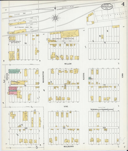 Sanborn Fire Insurance Map from Schuyler, Colfax County, Nebraska (1900), Sheet #0004 - Complete Map Set gallery image, historic Sanborn map, vintage wall art, Nebraska Nebraska