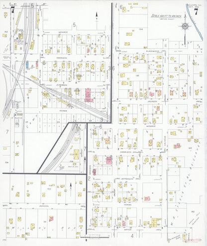 Sanborn Fire Insurance Map from Sullivan, Moultrie County, Illinois (1932), Sheet #0007 - Historic Sanborn Fire Insurance Map Print, vintage old map wall art, antique decor, genealogy gift, Illinois Illinois map