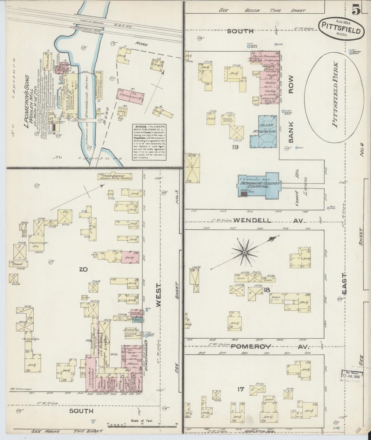 Sanborn Fire Insurance Map from Pittsfield, Berkshire County, Massachusetts (1884), Sheet #0005 - Complete Map Set gallery image, historic Sanborn map, vintage wall art, Massachusetts Massachusetts