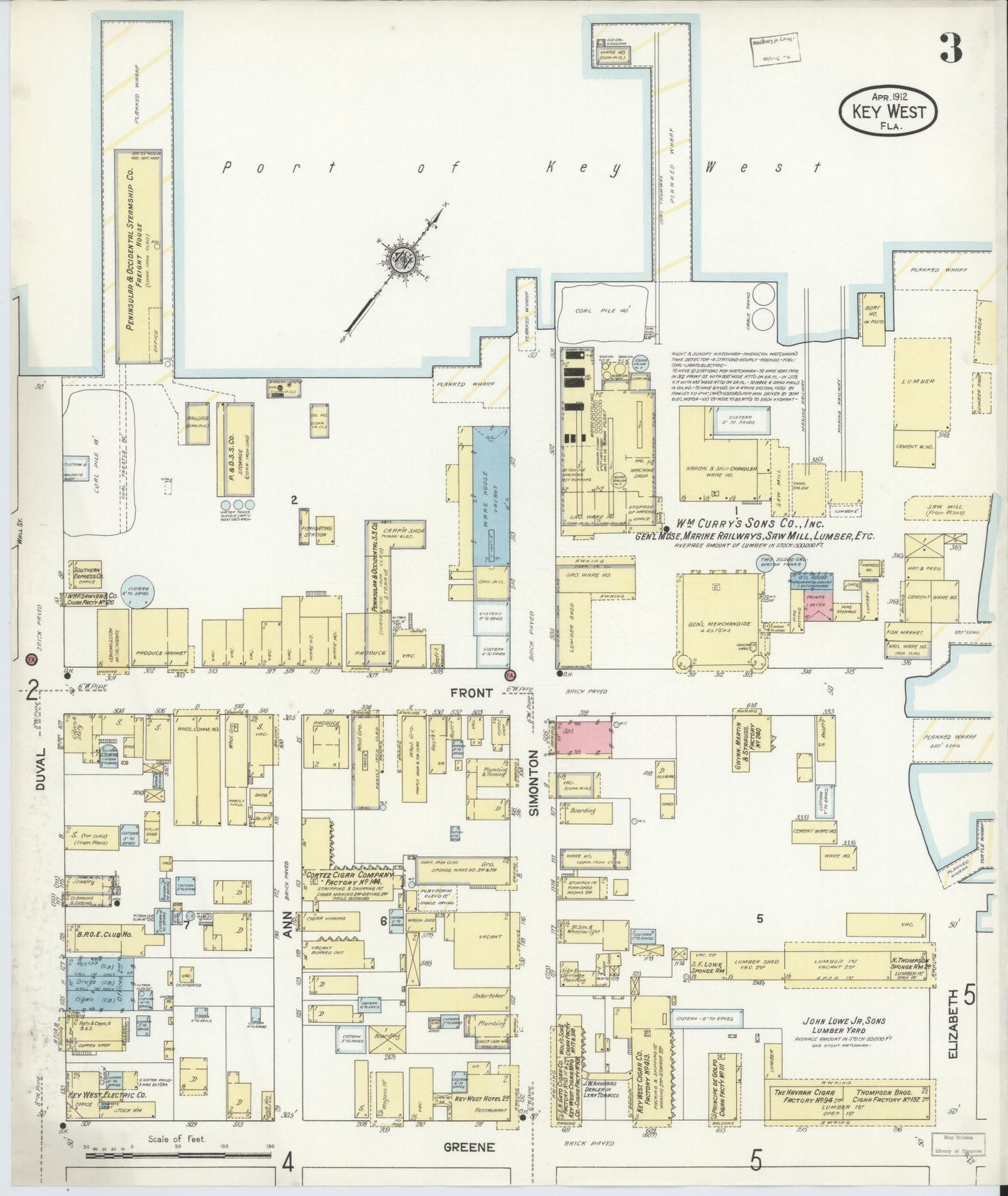 Sanborn Fire Insurance Map from Key West, Monroe County, Florida (1912), Sheet #0003 - Complete Map Set gallery image, historic Sanborn map, vintage wall art, Florida Florida
