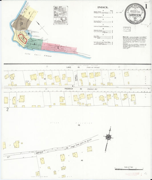 Sanborn Fire Insurance Map from Harrison, Kootenai County, Idaho (1918), Sheet #0001 - Complete Map Set gallery image, historic Sanborn map, vintage wall art, Idaho Idaho