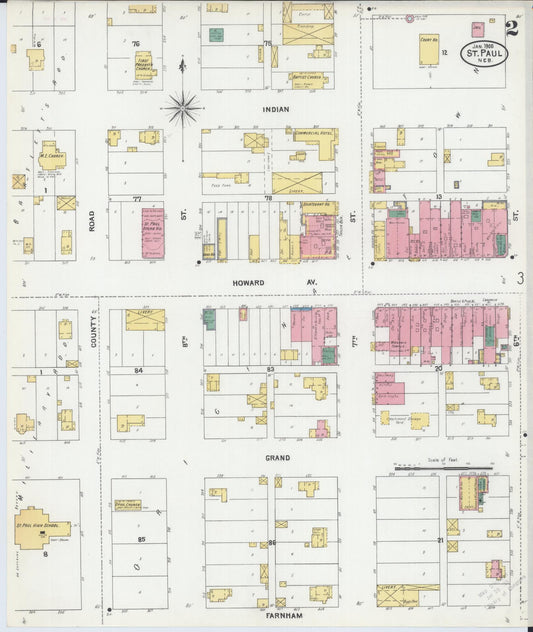 Sanborn Fire Insurance Map from Saint Paul, Howard County, Nebraska (1905), Sheet #0002 - Historic Sanborn Fire Insurance Map Print, vintage old map wall art, antique decor, genealogy gift, Nebraska Nebraska map