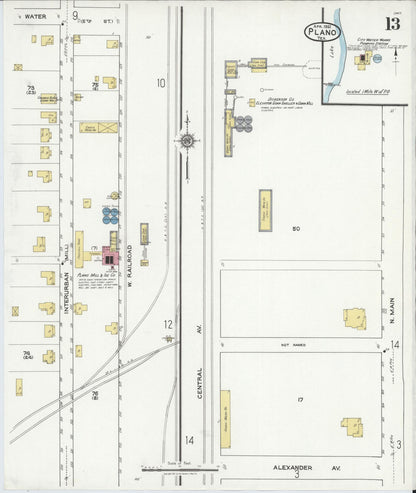 Sanborn Fire Insurance Map from Plano, Collin County, Texas (1921), Sheet #0013 - Complete Map Set gallery image, historic Sanborn map, vintage wall art, Texas Texas