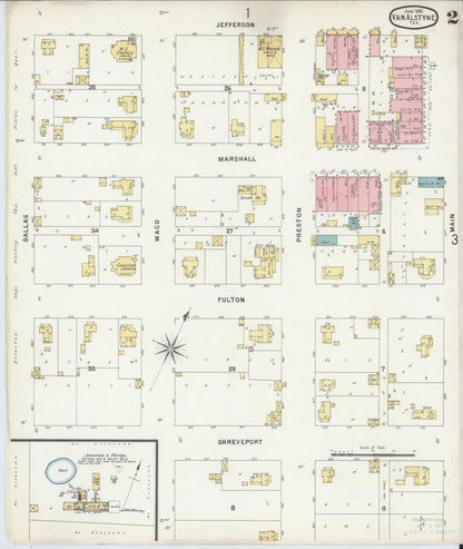 Sanborn Fire Insurance Map from Van Alstyne, Grayson County, Texas (1896), Sheet #0002 - Complete Map Set gallery image, historic Sanborn map, vintage wall art, Texas Texas