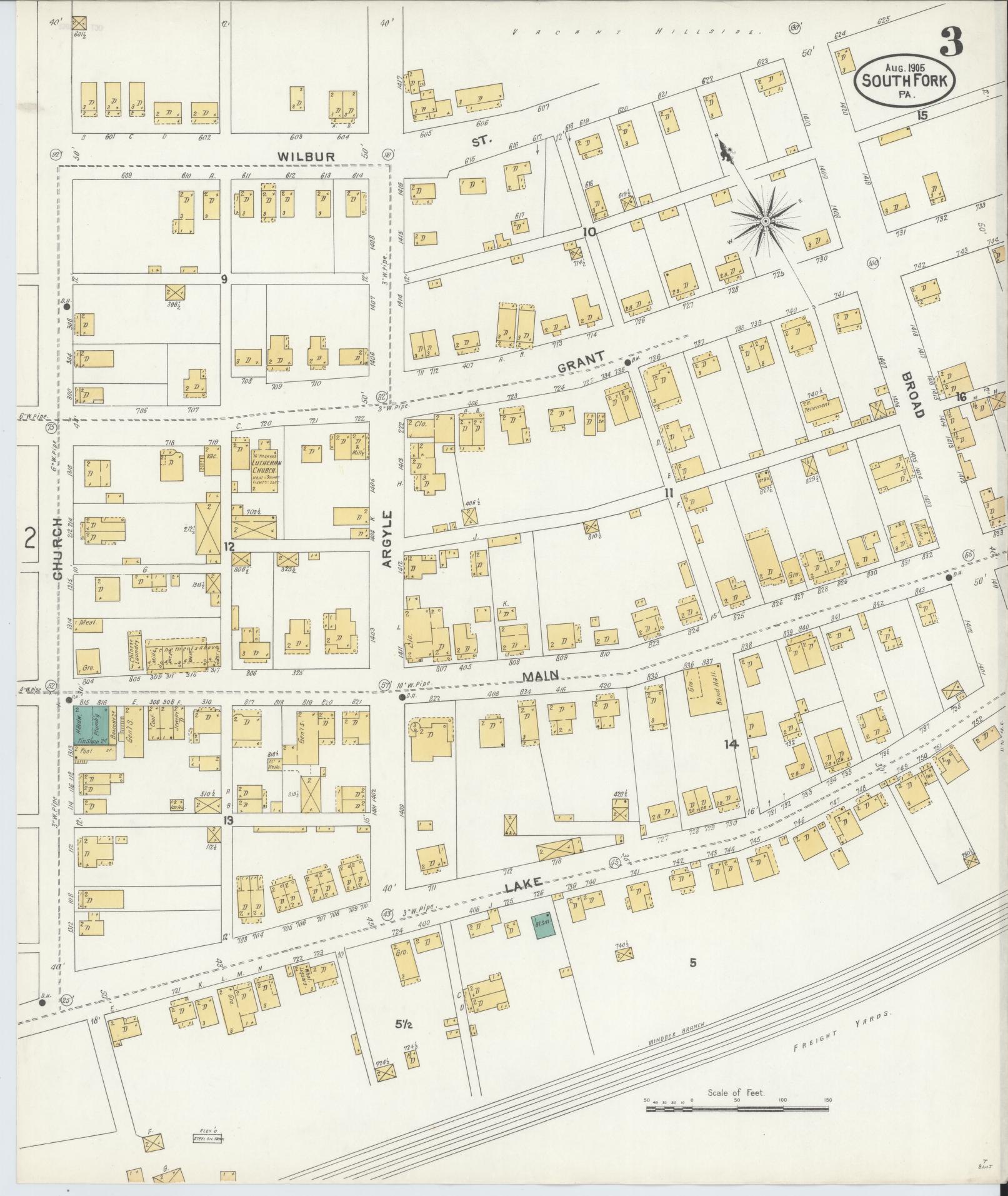 Sanborn Fire Insurance Map from South Fork, Cambria County, Pennsylvania (1905), Sheet #0003 - Complete Map Set gallery image, historic Sanborn map, vintage wall art, Pennsylvania Pennsylvania