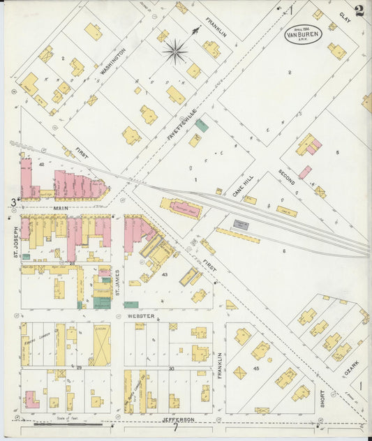 Sanborn Fire Insurance Map from Van Buren, Crawford County, Arkansas (1904), Sheet #0002 - Historic Sanborn Fire Insurance Map Print, vintage old map wall art, antique decor, genealogy gift, Arkansas Arkansas map