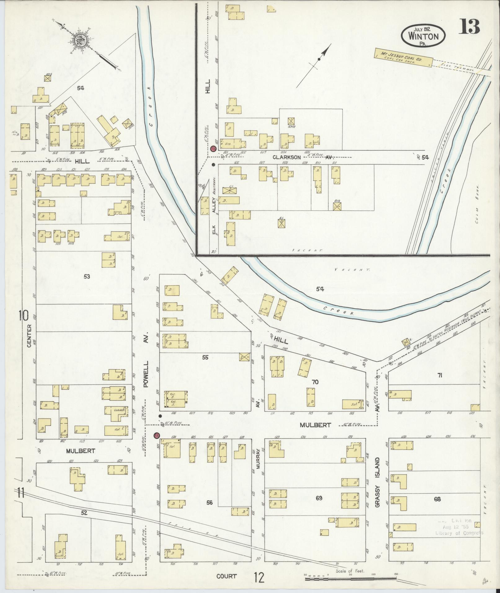 Sanborn Fire Insurance Map from Winton, Lackawanna County, Pennsylvania (1912), Sheet #0013 - Complete Map Set gallery image, historic Sanborn map, vintage wall art, Pennsylvania Pennsylvania
