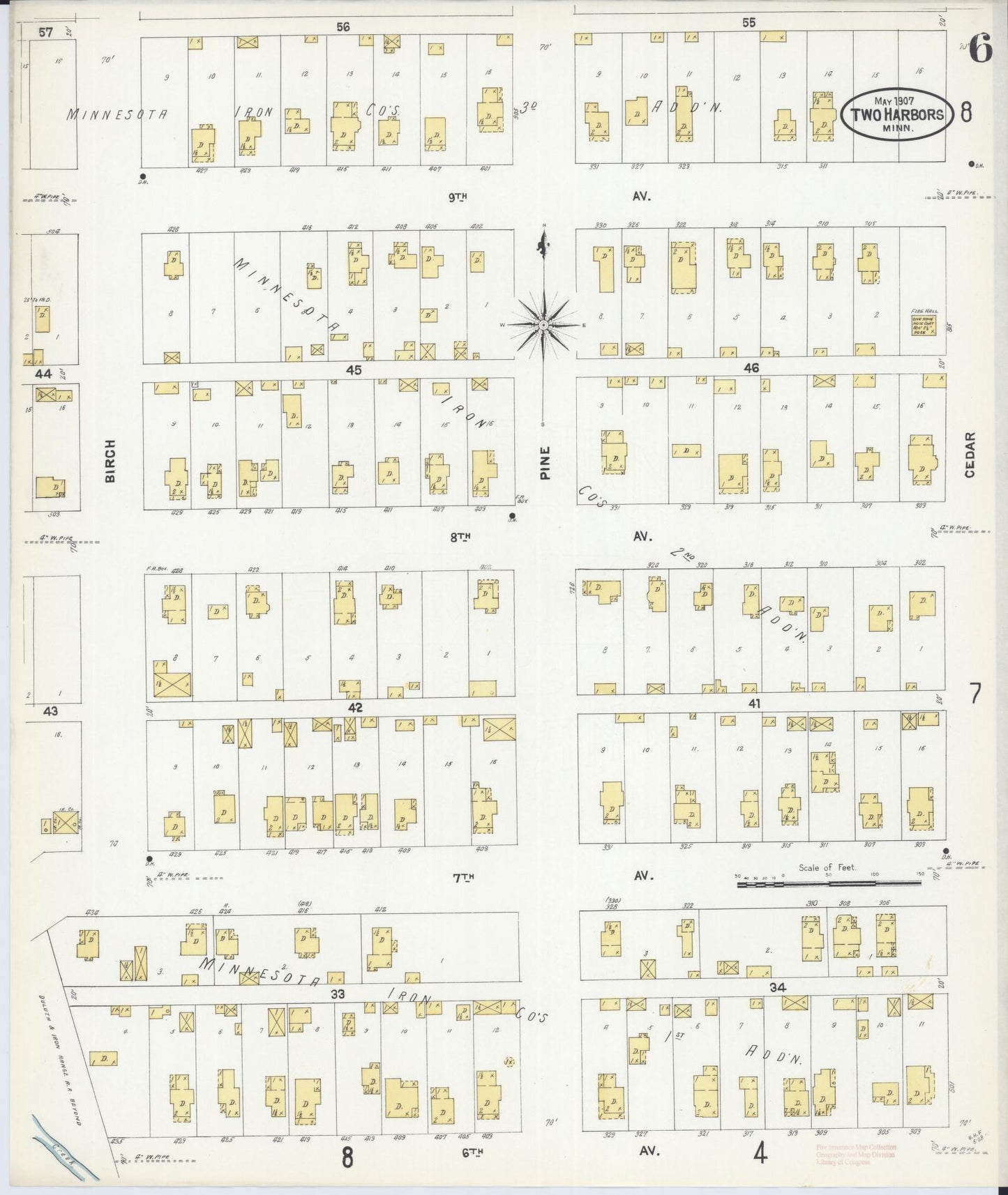 Sanborn Fire Insurance Map from Two Harbors, Lake County, Minnesota (1907), Sheet #0006 - Complete Map Set gallery image, historic Sanborn map, vintage wall art, Minnesota Minnesota